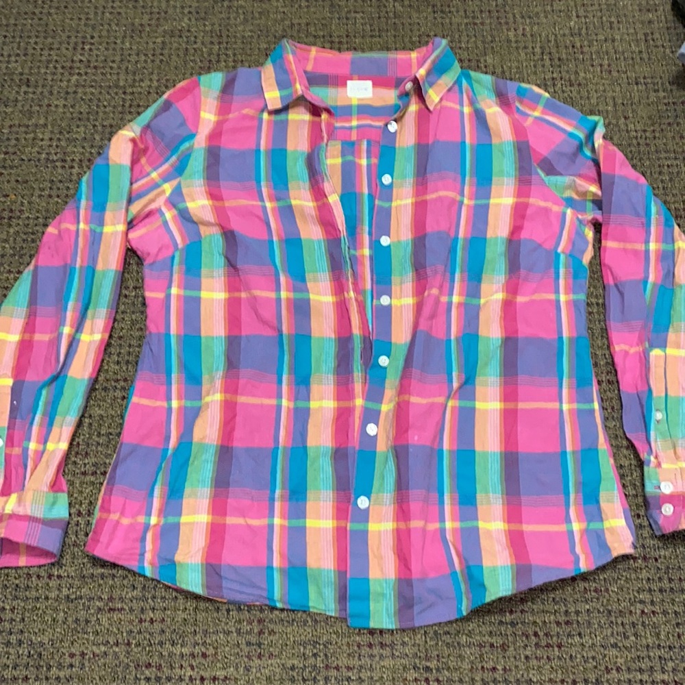 Vintage colorful plaid button up